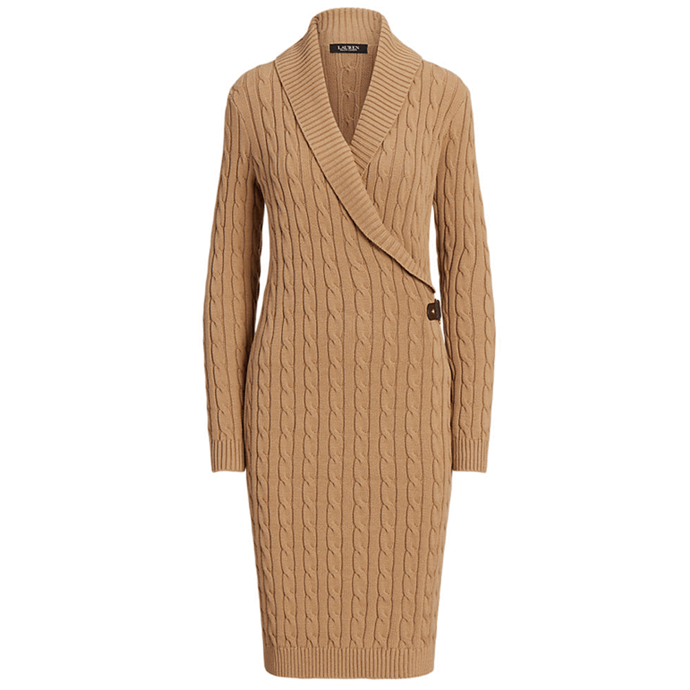 Lauren Ralph Lauren Cable-Knit Buckle-Trim Sweater Dress